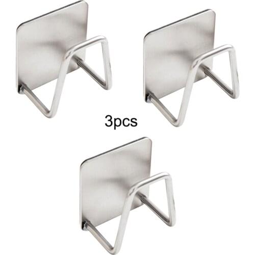 3pcs Kitchen Dish Washing Brush Sponge Holder Clip Stainless Steel Bathroom Sundries Organizers