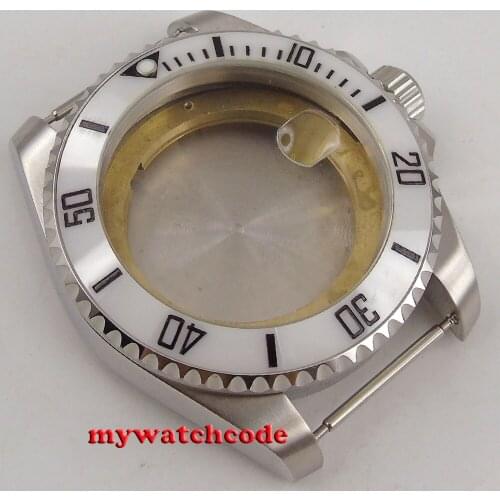 43mm sapphire glass ceramic white bezel Watch Case fit ETA 2824 2836 MOVEMENT