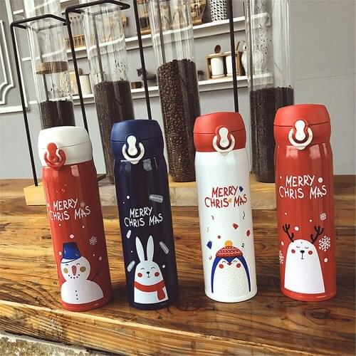 500ml Stainless Steel Thermos Water Bottle For Girls Penguin 3D Printed Travel Tea Coffee Mug Vacuum Flask Thermal Cup