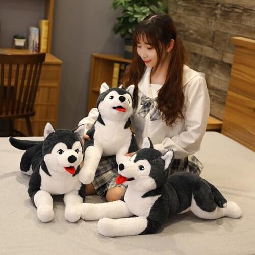 70cm Kawaii Cartoon Sitting Siberian Husky Plush Toy Cute Animal Husky Dog Doll Lovely Children Birthday Gift