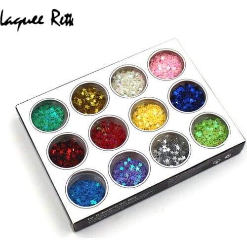 12 colors Shiny 3D Star Rhinestones Slice Nail Tools Manicure Nail Art Decorations Tips Glitters