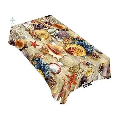 Decorative Rectangle Tablecloth Seashells Starfish Beach Table Cover
