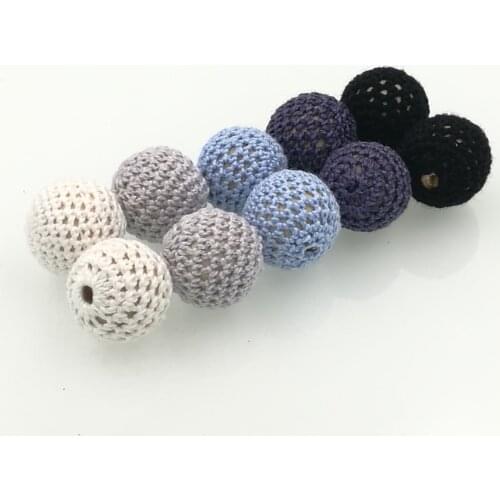 40 PCS DIY shade grey Chunky wooden crochet beads knitted bead wooden beads handmade pattern hand knitted safe WC014