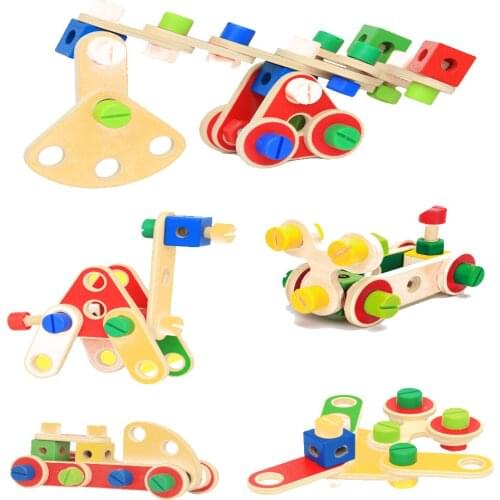 Childrens building blocks wood hundred styling screw nut car assembly combination unpacked toys 2-7year-old boy