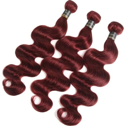Red Malaysian Body Wave Hair 3/4 Bundles Burgundy Human Hair Bundles Wholesale Vendors Hair Bundles 99j Remy Hair Extensions
