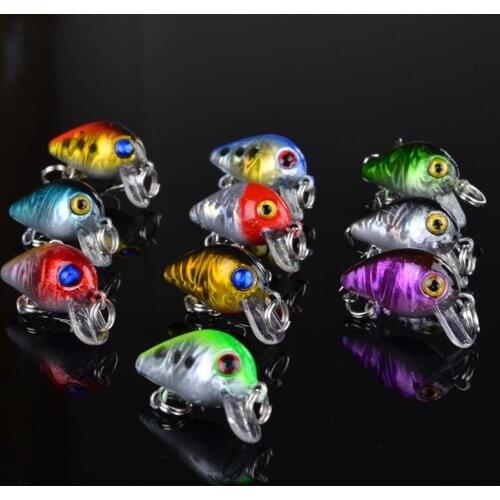 Lot 10 Bronzing Mini Fishing Lure Floating Micro Bass Bait Treble Hook Crank Bait est