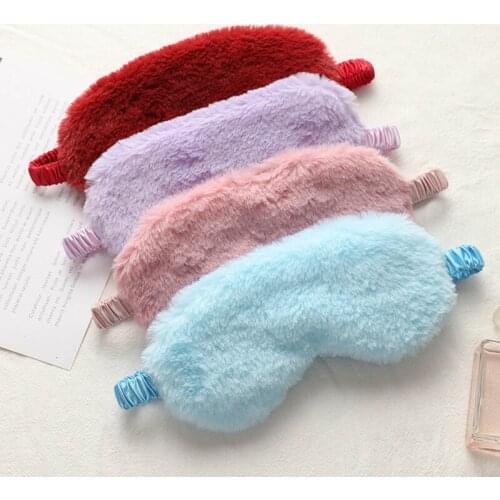Sleeping Eye Mask Shading Sleeping Blindfold Soft Faux Rabbit Fur Plush Eye Mask Breathable Skin-friendly Eye Cover Nap Eyepatch