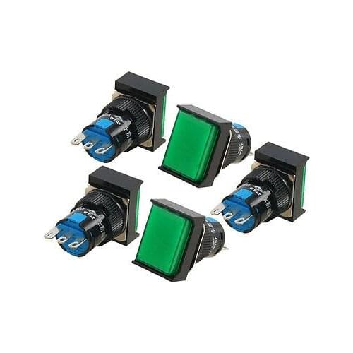 Momentary Green Rectangle Cap SPDT Push Button Switch AC 250V 5A