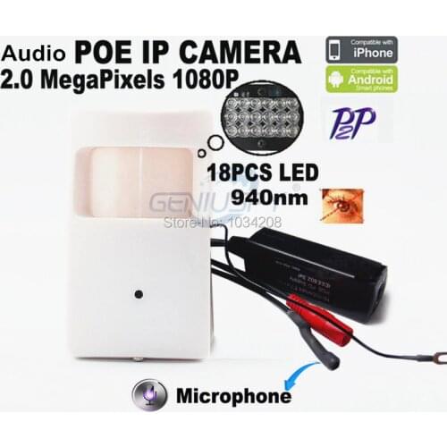 1080P Poe Mini IP Camera Hd Night Vision Camera 940Nm Led Pir Motion Detector Kamera Pir Style Covert PIR IP Camera Xmeye