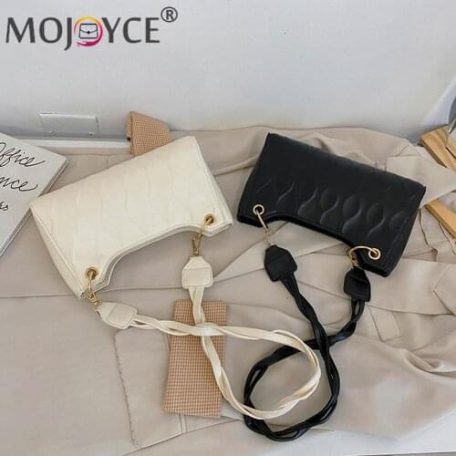 Fashion Women Wave Embossed Small Shoulder Bag Casual PU Leather Crossbody Bags Ladies Solid Color Handbags Streetwear