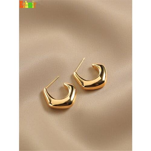 Kshmir Fashion Feminine Simple Earrings Metallic Gold Retro Earrings High-end Polished Fashion Earrings Jewelry Gift 2021
