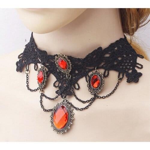Fashion Women Retro Halloween Sexy Chokers Punk Style Necklace Black Lace Neck Chain Collar Necklace Jewelry Gift Accessories