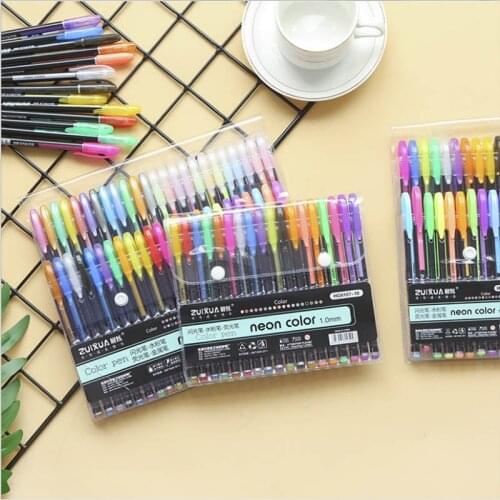 Colors Marker Set Glitter Gel Pen for Coloring Books Journals Drawing Painting Doodling Art Markers Supplies 12/18/24/36/48