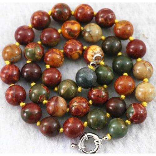 Natural picasso stone 8mm 10mm 12mm round beads classcial hot sale jewelry necklace 18" B1017