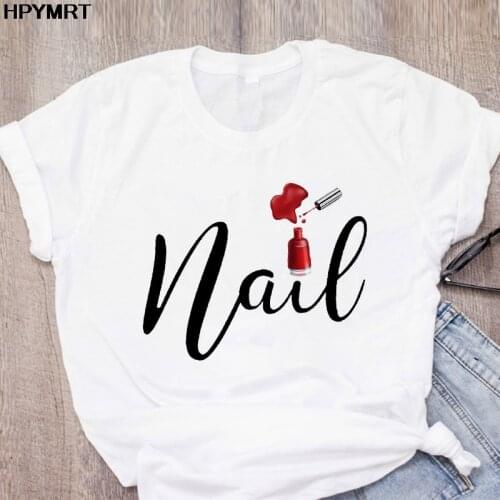 Women 2021 Summer Fingernail Nail Art Make Up 90s Ladies Lady T-shirts Top T Shirt Ladies Womens Graphic Female Tee T-Shirt