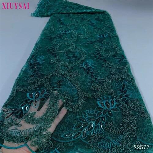 Latest 2021 African Tulle Lace Fabric Embroidery French Shiny Sequins Net Lace Fabric For Nigeria Material Wedding Party