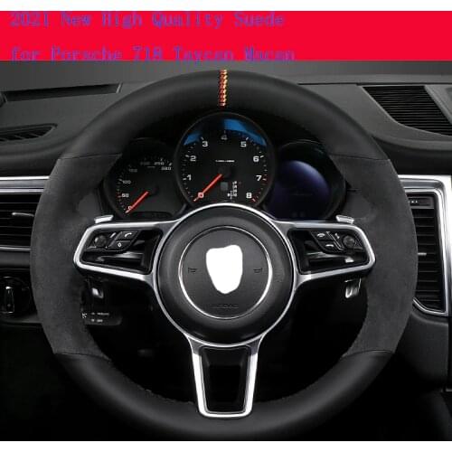 2021 New High Quality Suede Hand Sewn Steering Wheel Cover for Porsche 718 Taycan Macan Accessories