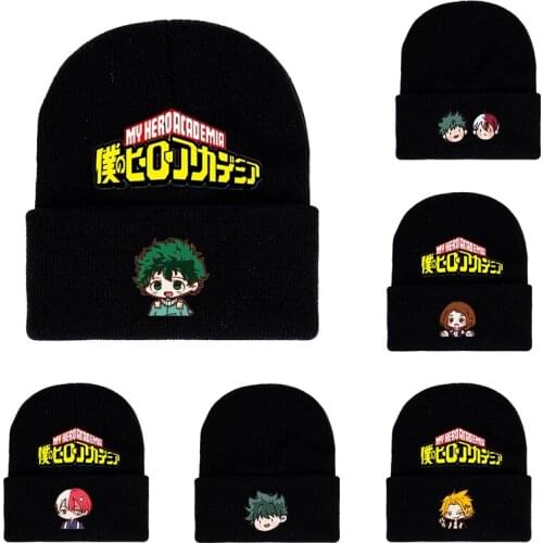 New My Hero Academy Knitted Hat Anime Adult Winter Wool Hat Beanie Hat Cartoon Stretch Hat Ski Outdoor Warm Stretch Soft Hat