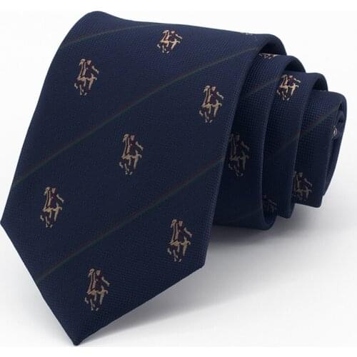 New High Quality 8CM Wide Business Tie For Men Navy Blue Fashion Formal Male Necktie Party Wedding Work Gift Box JML2755