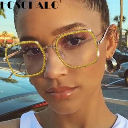 Transparent Square Prescription Glasses Frame Women Men Glasses Optical Spectacle Diamond Anti Blue Light Blocking Glasses