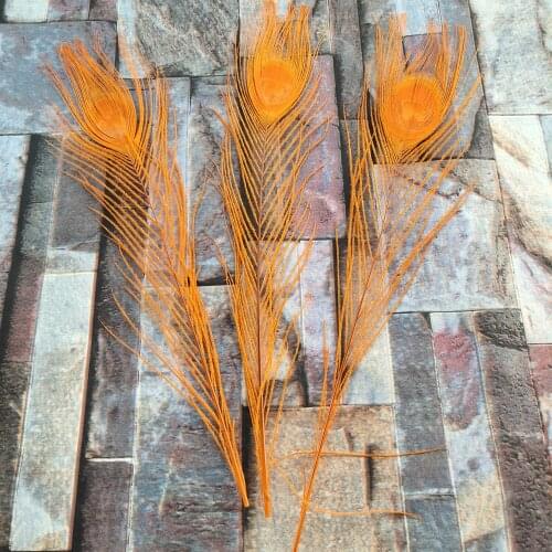 Wholesale 100 PCS beautiful orange 25-30 cm/10-12 inches high quantity peacock feathers all sorts of adornment