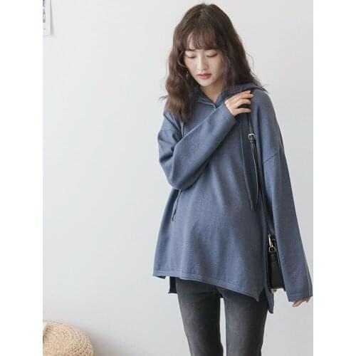 Autumn New Style Maternity Clothes Concise Fashion Pregnant WOMENS Hooded Sweater Loose Casual Pregnant WOMENS Base Top Tide