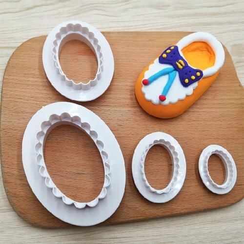 Plastic Ellipse Oval Flower Cake Mold Fondant Cookie Cutters Cake Decorating Tools for Baking Biscuit Mould 4pcs/set A511