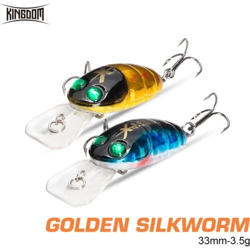 Kingdom Fishing Lure Topwater Floating 33mm 3.5g Gold Silkworm Minnow Bionic Artificial Hard Swim Bait Fishing Accessories Baits