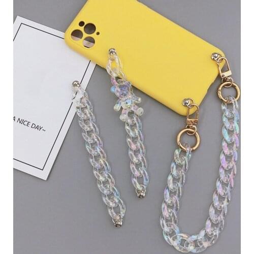 Transparent Ab Color Little Bear Acrylic Chain For Diy Making Key Chain Phone Case Decoration Acrylic Link 2021 Women Jewelry