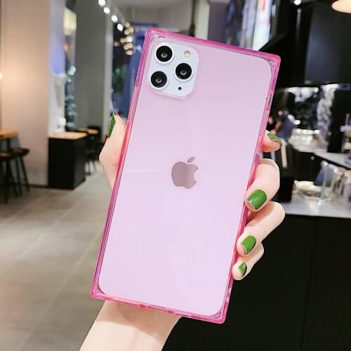 500pcs Square Air Cushion Clear Transparent Case Soft TPU Shockproof Cover For iPhone 12 Mini 11 Pro Max XS XR X 8 7 6 Plus SE