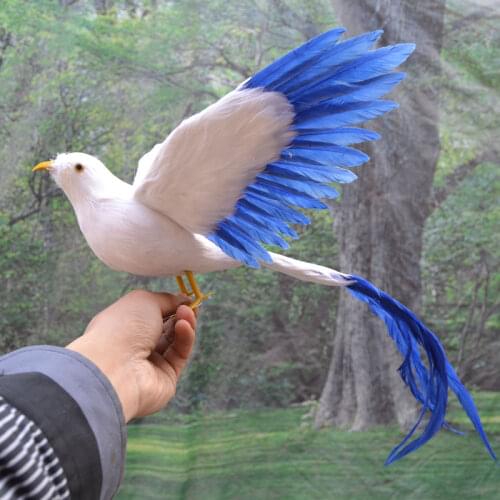 47cm blue &white feathers bird ,Handmade model,polyethylene& feathers long tail bird,show props,home decoration toy gift w3927
