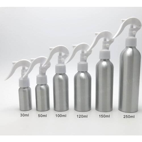24 x 30ml 50ml 100ml 120ml 150m 250ml Empty aluminium Aluminum Bottles with Trigger Sprayers1OZ 5OZ Aluminium Containers