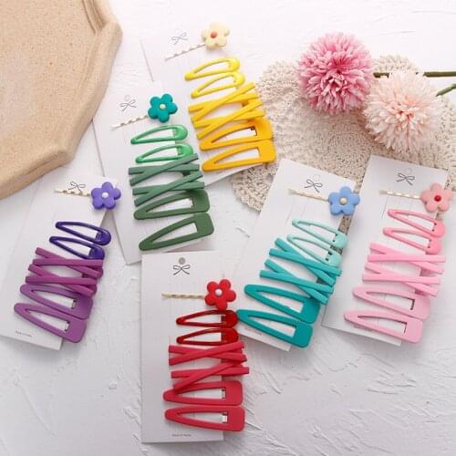 Q 7Pcs/Set Cute Flower Women Girls Hairpins Girls candy color Hair Clip pin Accessories lady Hairclip Barrettes Hairgrips