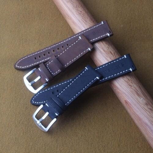 18mm 20mm 22mm 24mm high Quality cowhide genuine Leather watch strap Watchband Mens Black Brown Bracelets bands white stitched