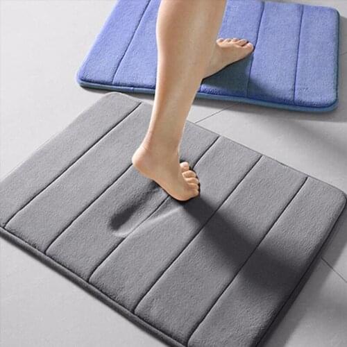 S/M/L 10Colors Non-slip Water Absorption Microfiber Coral Fleece Memory Foam Carpet Washable Kitchen Bathroom Decorative Mat Rug