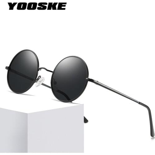 YOOSKE Polarized Sunglasses Men Metal Small Round Vintage Sun Glasses Retro John Lennon Glasses Women Brand Driving Eyewear