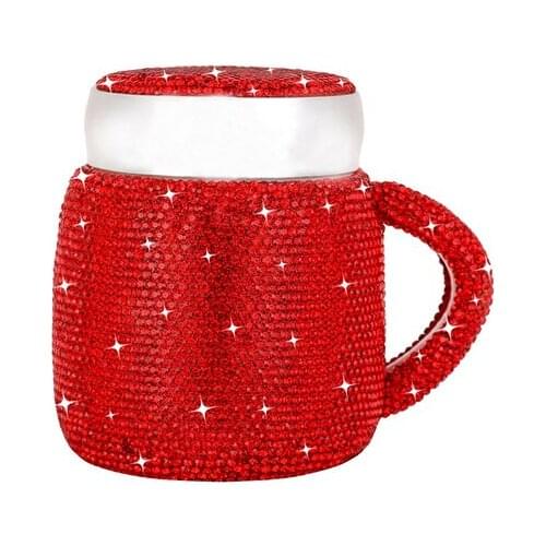 Sparkling Thermos Mug With Lid 400ml Ceramic Diamond Tea Coffee Milk Mug Gift For Lover Coffee Tumbler Rhinestone For Girl