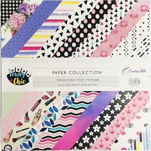 Creative Path Scrapbooking Papers 12 Inch Background Pattern Designer Crafts Pack 20 Sheets Acid Free Decoration Embellishments