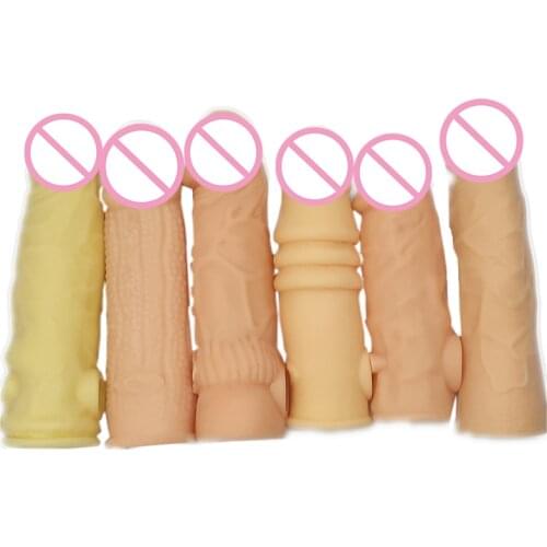 6 Tyeps Penis Enlargement Sleeve Reuseable Condom Delay Ejaculation Sex Toys For Men Adult Products Sex Shop