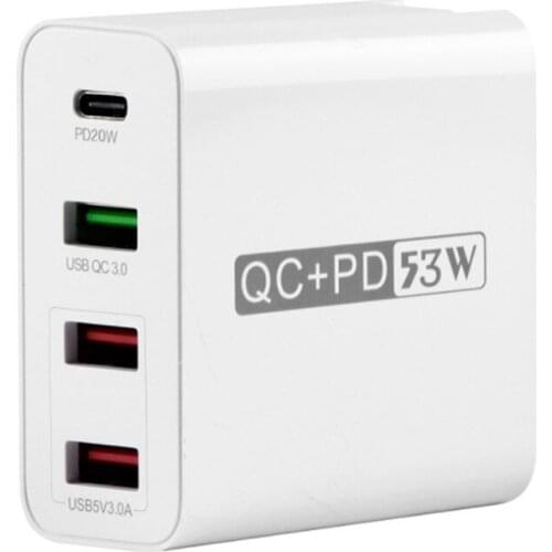 JABS USB Type-C Charger 53W PD and QC3.0 Fast Charging Adapter Quick Charging Block Plug, EU Plug