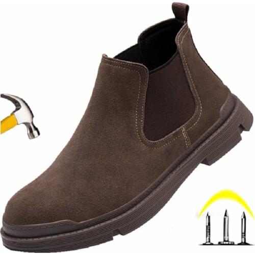 Work Safety Shoes for Men Boots Breathable Wear-resistant Light Construction Mechanical Anti-knock Steel Toe Mens Work Sneakers