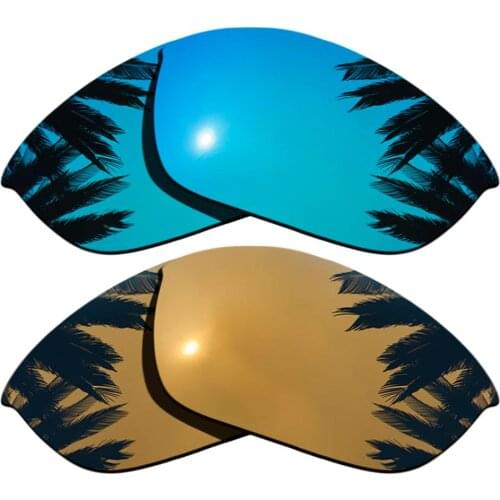 Ice Blue Mirrored & Bronze Gold Mirrored Polarized Replacement Lenses for Half Jacket 2.0 Frame 100% UVA & UVB