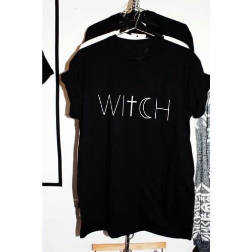 Women Fashion Slogan Unisex Tee Casual Tees Cross Moon Graphic Gift for Her Grunge Top T Shirts Witch T-shirt Funny