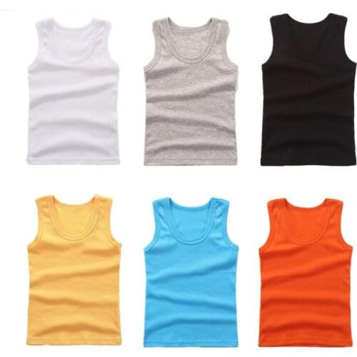 2-11Y Kids Baby Boys Vests T-shirts Children Summer Vest Top Outfit Kid Boy Girl Solid Tops Clothes Cotton Tees Black Playsuits