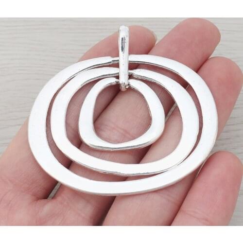 3 x Tibetan Silver Large Round 3 Circle Charms Pendants for Necklace Jewelry Making Findings 60x55mm