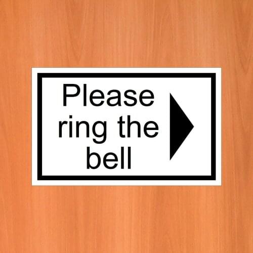 3 X Please Ring The Bell With Right Facing Arrow Self Adhesive Vinyl Sticker Multiple Colors