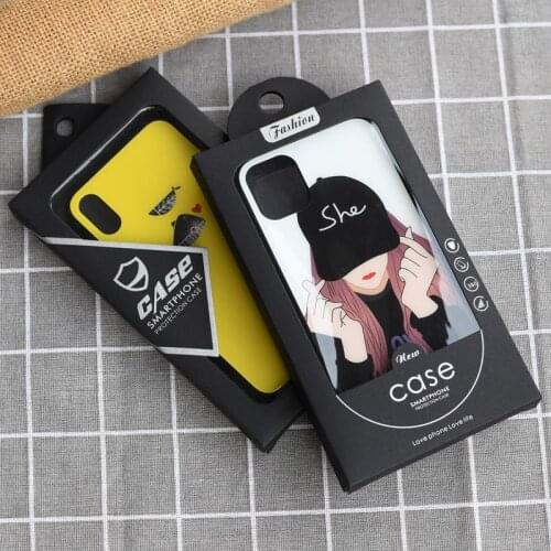 500Pcs/Lot Universal Mobile Phone Case Package Paper Kraft Black Retail Packaging Box for Samsung Phone X XR 11/11Pro/11Pro max