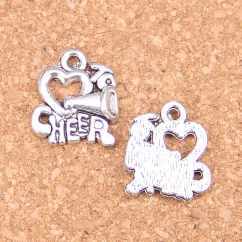 14pcs Charms cheer love cheerleading 17x16mm Antique Pendants,Vintage Tibetan Silver Jewelry,DIY for bracelet necklace