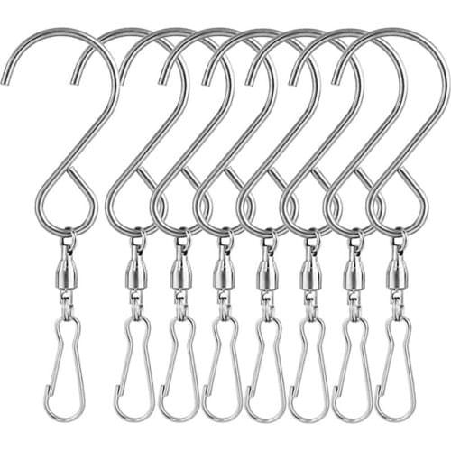 8pcs Swivel Hooks Clips for Hanging Wind Spinners Wind Chimes Crystal Twisters Party Supply Rotating Display S Hooks