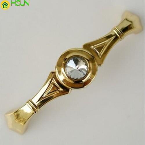 96mm Fashion Deluxe Glass Diamond Modern Furniture Handles 24k Golden Drawer Cabinet Pulls Knobs K9 Crystal Dresser Door Handle